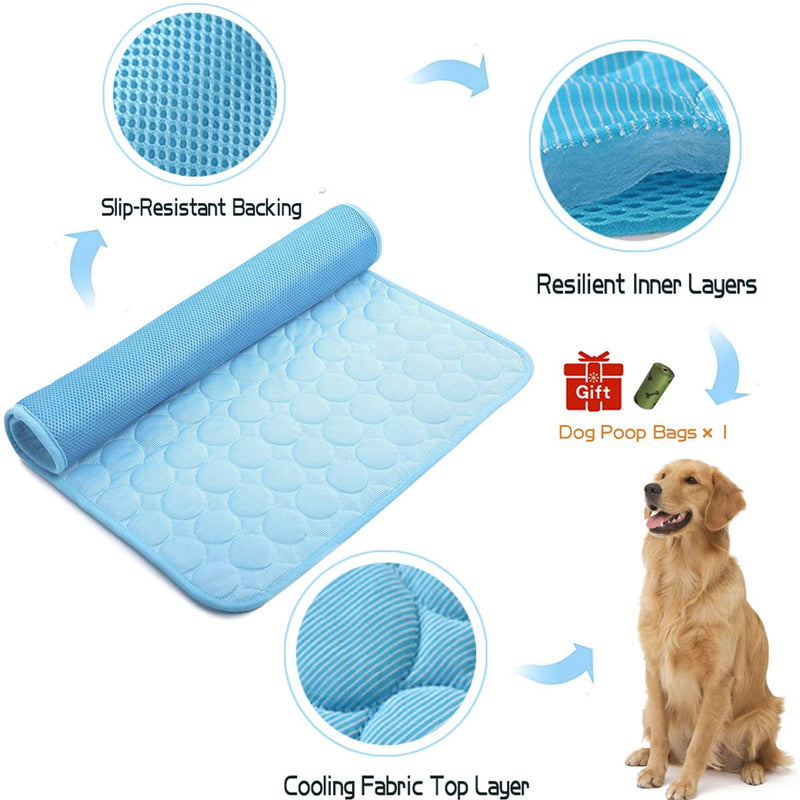 Pet Cooling Mat, Keep Cool in Summe, Perfect Indoors, Outdoors or in The Car L-28" x 22" Blue - PawsPlanet Australia