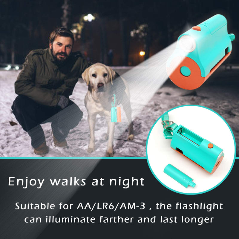 YUCHIYA 2 Pack Dog Poop Bags Dispenser with LED Flashlight for Leash Pet Waste Bags Holder with Torch for Lead 3 in 1 Bi-Color LED Case with Wristler 1 Roll Blue Bags Metal Clips for Used Bags - PawsPlanet Australia