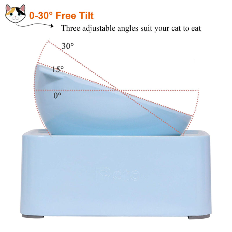 [Australia] - UPSKY Peto Cat Dog Bowl Raised Cat Food Water Bowl with Detachable Elevated Stand Pet Feeder Bowl No-Spill, 0-30°Adjustable Tilted Pet Bowl Stress-Free Suit for Cat Dog (White) Blue 