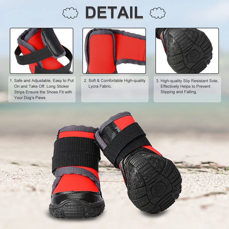 PETLOFT Dog Boots, Slip Resistant Waterproof 4pcs Dog Puppy Shoes for Small Medium Large Dogs with Adjustable Fastener Strap, Protect Pet Paws Easy to Wear (XS, Red) XS - PawsPlanet Australia