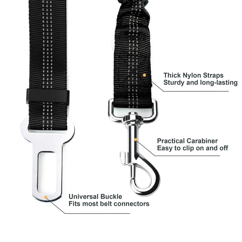 Toozey dog seat belt, dog seat belt with elastic shock absorption and strong carabiners, adjustable dog belt, maximum safety for all dog breeds and cats, 1 piece - PawsPlanet Australia