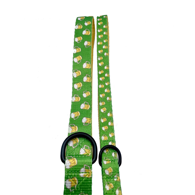 CUTIE TIES Dog Leash – Durable Nylon Material - Premium Quality Leash for Dogs - Fancy Leashes - Cute Dog Leash in Two Sizes - Green Beer Small (5/8" x 5') - PawsPlanet Australia