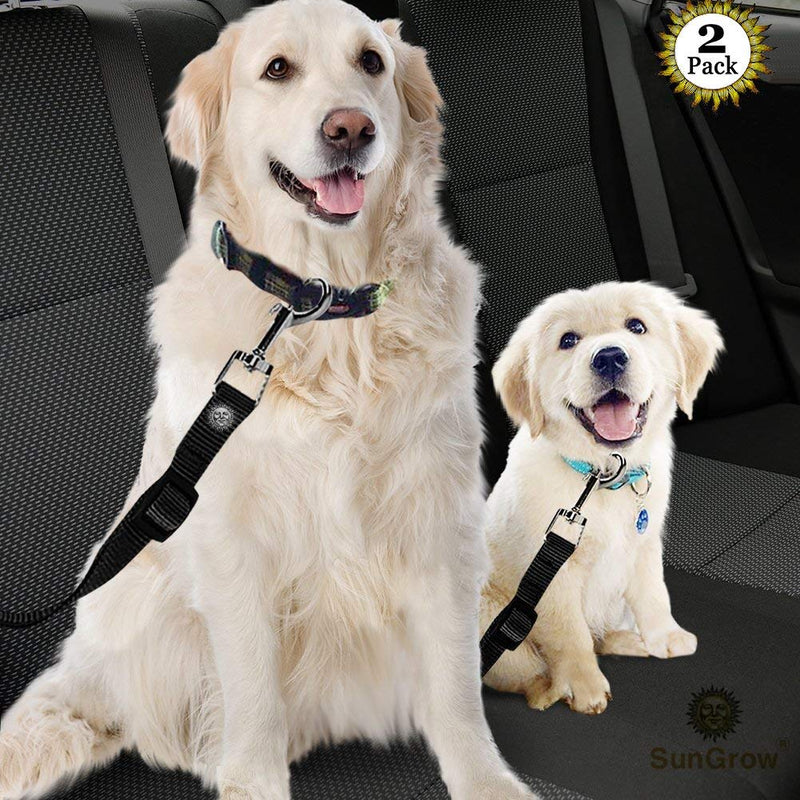 [Australia] - 2 Adjustable Car Seat Belts for Dogs & Cats --- Triple the survival rate in accidents - Prevent stress from travel in kennel - Allow breathing fresh air without pets jumping out - Support all cars 