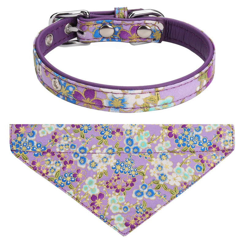 [Australia] - Vaburs Dog Collar and Dog Bandana, Pet Collar Fancy Dog Collar with Bandana for Small Medium and Large Dogs Adjustable L Purple 