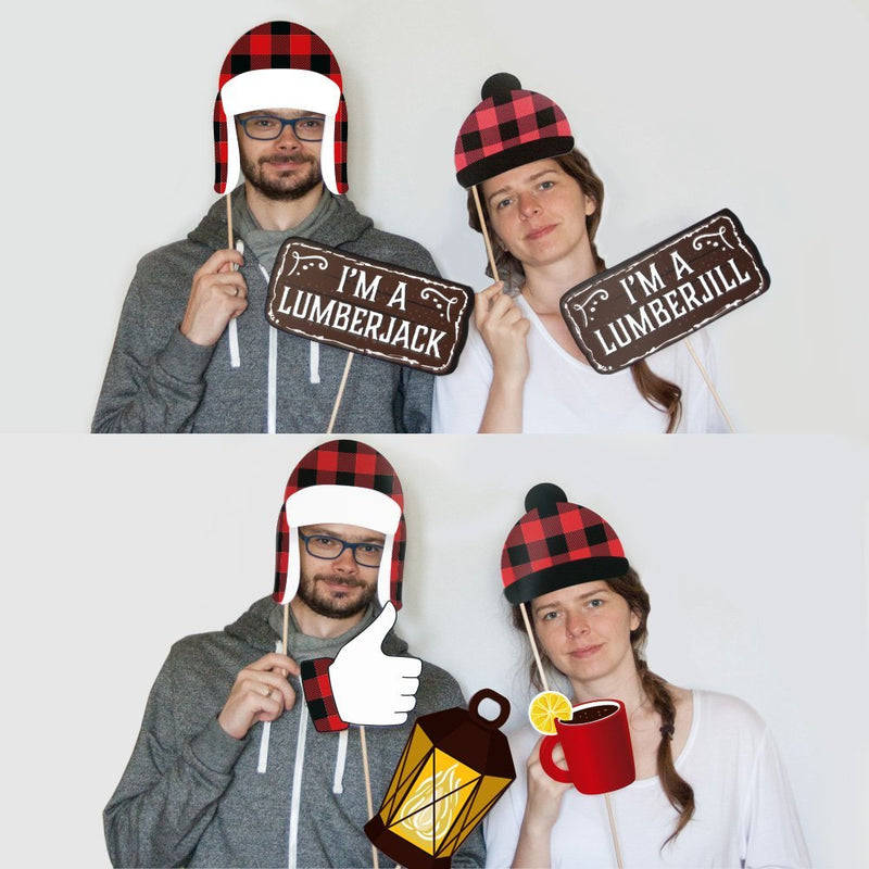 Lumberjack photo booth props by PartyGraphix. Perfect for Lumberjack Party Photo Booth. Plaid Party theme. 34 Quality Pieces - PawsPlanet Australia