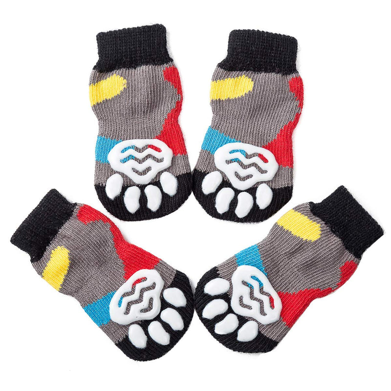 Akopawon 4 Pcs Anti-Slip Pet Dog Cat Socks/Paw Protector/Traction Control for Indoor Wear, Knitted Pet Dog Cat Socks Rubber Reinforcement E XL - PawsPlanet Australia