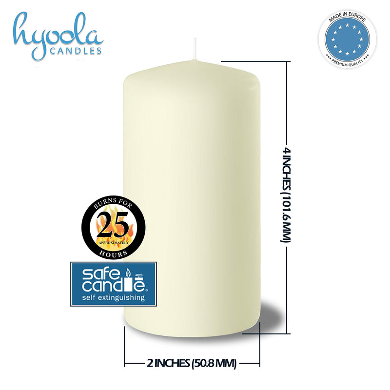 Hyoola Ivory Pillar Candles 2-inch x 4-inch - Unscented Pillar Candles - Set of 4 - European Made - PawsPlanet Australia