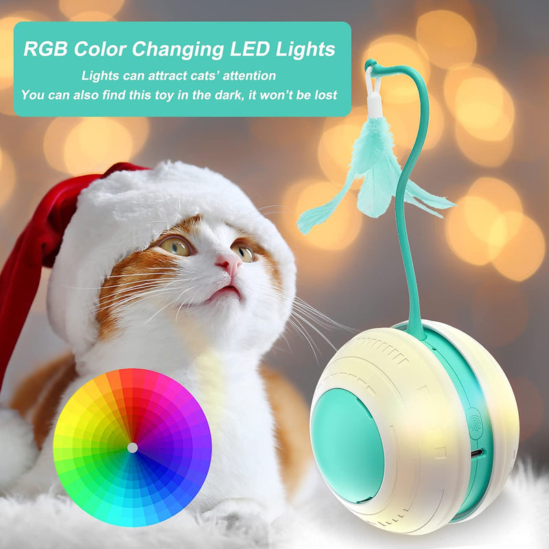 Cat Toys, Interactive cat Toys for Indoor Cats, USB Charging/ 360 Degree Self Rotating Ball/ Led Light/ Automatic Feathers/ Bird Chirping/ Moving cat Toys Feather and Balls, Cat Toy as Cat Gifts - PawsPlanet Australia