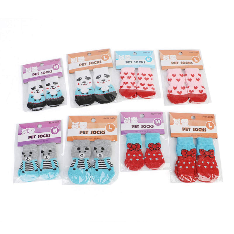 N\O Heiqlay Dog Socks Pet Socks Dog Cat Paw Protector Traction Control Socks for Indoor Wear Anti-Slip Cute Keep Warm Pet Dog Cat Socks with Rubber Reinforcement, 4 set, S - PawsPlanet Australia