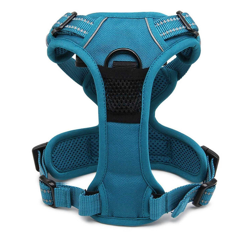 Tineer Reflective Nylon Large pet Dog Harness 3M Reflective Vest with Handle All Weather Dog Service Padded Adjustable Safety Vehicular leads for Dogs Pet (S, Sky Blue) S - PawsPlanet Australia