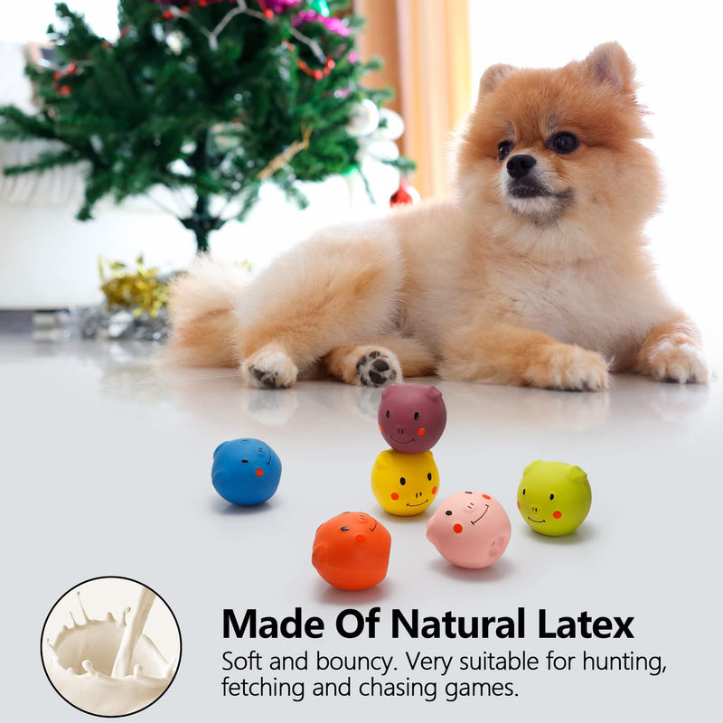 Squeaky Dog Toys -Cute Funny Pigge Latex Dog Balls for Small Puppy and Medium Pets Dogs (6 Pack) Pig - PawsPlanet Australia