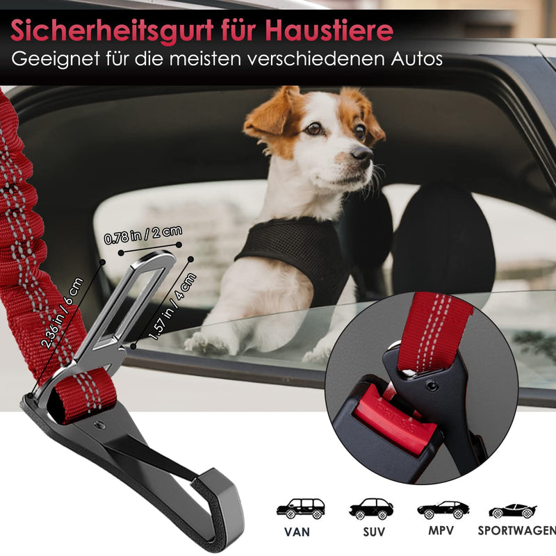 Eyein dog seat belt, 3 in 1 seat belt dog car with reflective elastic nylon bungee, dog seat belt for all dog breeds and car seats trunk, 70 cm (red) 70 cm (55-70 cm) red - PawsPlanet Australia