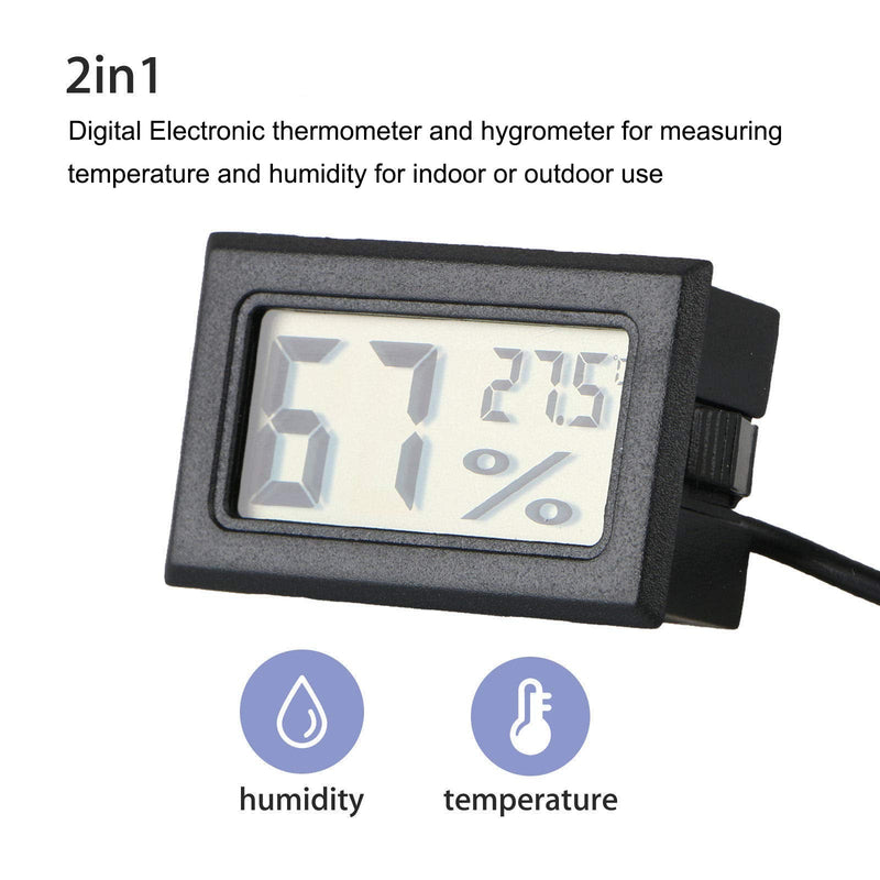 Digital Thermometer Hygrometer,INRIGOROUS Pack of 2 Hygrometer Thermometer Mini Probe Thermometers Temperature Humidity Gauge Meter for Reptile Incubator Aquarium Poultry Office Living Room (2 Pack) 2 Pack - PawsPlanet Australia