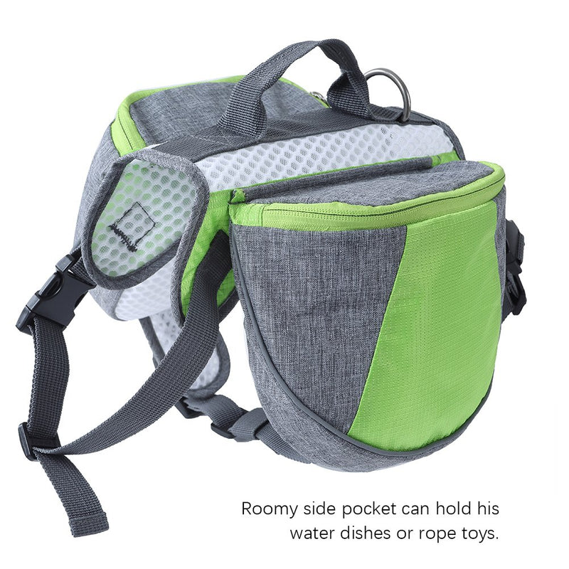 Wellver Dog Backpack Saddle Bag Travel Packs for Hiking Walking Camping Small Green+Grey - PawsPlanet Australia