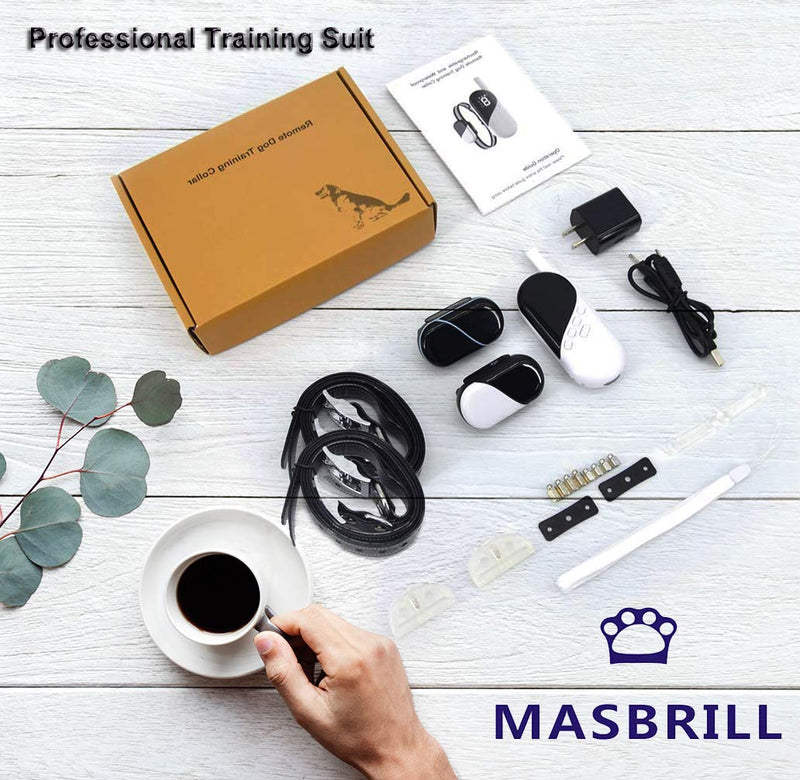 [Australia] - MASBRILL Dog Training Collar, Rechargeable Shock Vibration Sound Collar with 1000FT Remote, IPX7 Waterproof Pet Behavior Training Unit, for Small Medium Big Dogs, Control 3 Dogs at The Same Time 