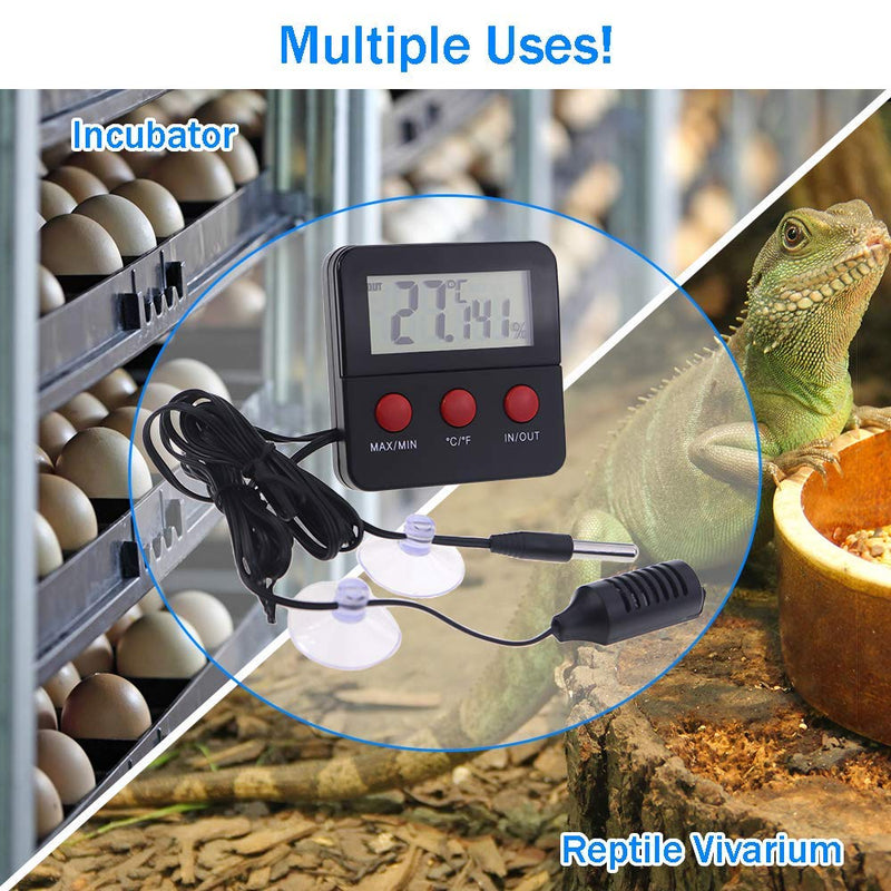 Digital Reptile Thermometer Hygrometer with 2 Remote Probes to Measure Humidity and Temperature - Ideal Vivarium Thermometer Also Suitable for a Snake or Lizard Tank - Reliable Reptile Accessories - PawsPlanet Australia