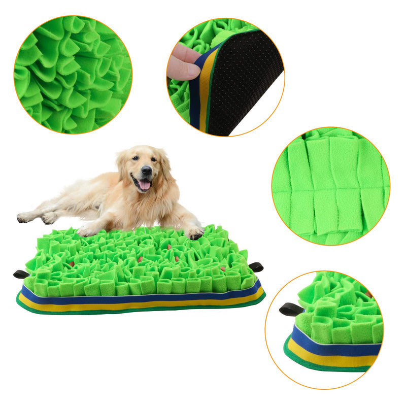 FOUNDOVE Snuffle Feeding Mat for Dog Pet Puzzle Toys Encourages Natural Foraging Skills Fun to Use Design Durable and Machine Washable Perfect for Any Breed (Green) Green - PawsPlanet Australia