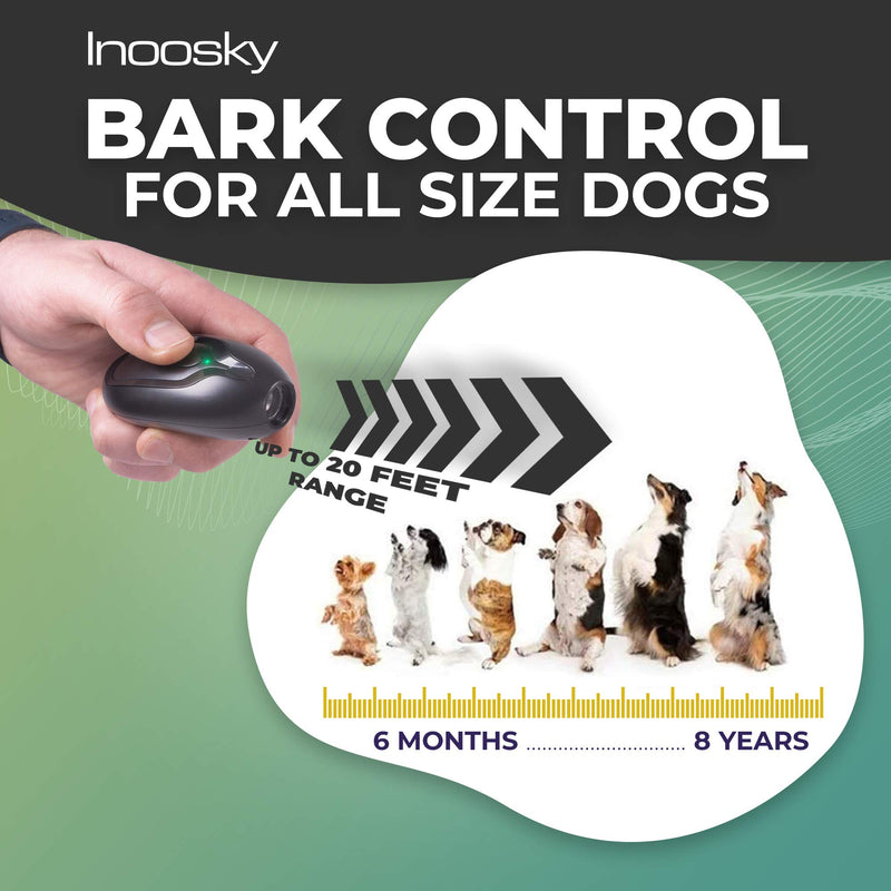 Inoosky Ultrasonic Dog Bark Deterrent, Bark Control Device - Anti Barking Device, 2-in-1 Dog Training Tool, Rechargeable Dog Trainer & Barking Control, Safe to Use Dog Repeller - PawsPlanet Australia