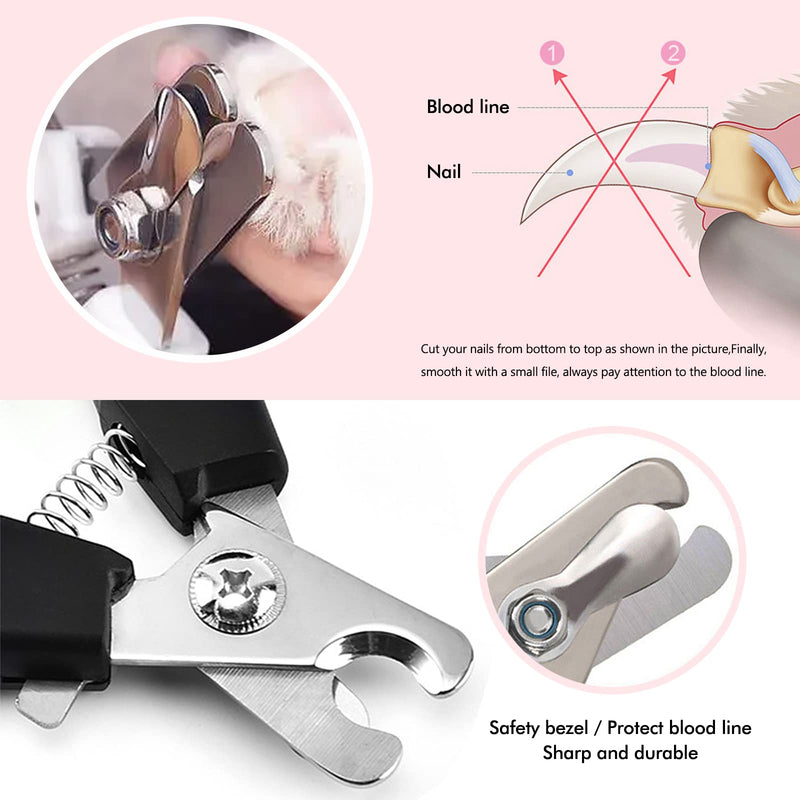 Claw scissors for dogs and cats, cat claw scissors with nail file, stainless steel claw pliers, large nail clippers with safety protection for pets with protection device for home - PawsPlanet Australia