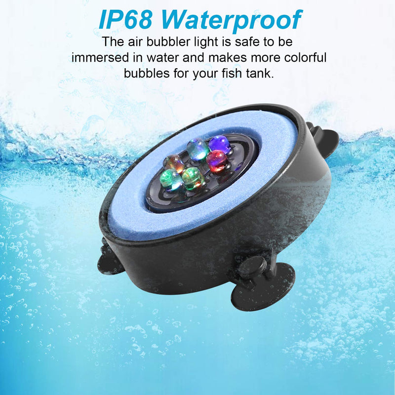 LEDGLE Aquarium Air Bubble Light, 6 LEDs Underwater Round Fish Tank Stone Bubbler Submersible Aquarium Bubble Lamp with Auto Multi-Colored Changing Light Blue 6LED - PawsPlanet Australia