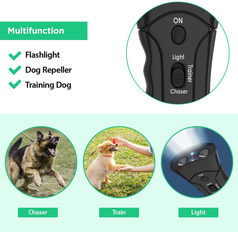 ZIMRIT Anti Barking Device - Dog Barking Deterrent Devices - Ultrasonic Bark Control Device - Multi Function Training Pet Dog Handheld Repellent - No Bark Dog Silencer Safe to Use Indoor Outdoor - PawsPlanet Australia