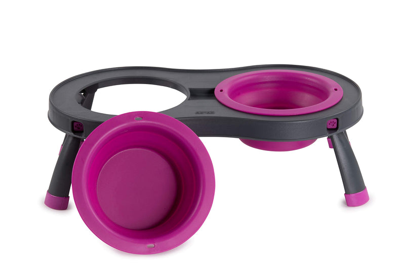 [Australia] - Dexas Popware for Pets Double Elevated Pet Feeder Large/2.5 Cup Capacity Bowls Fuchsia 