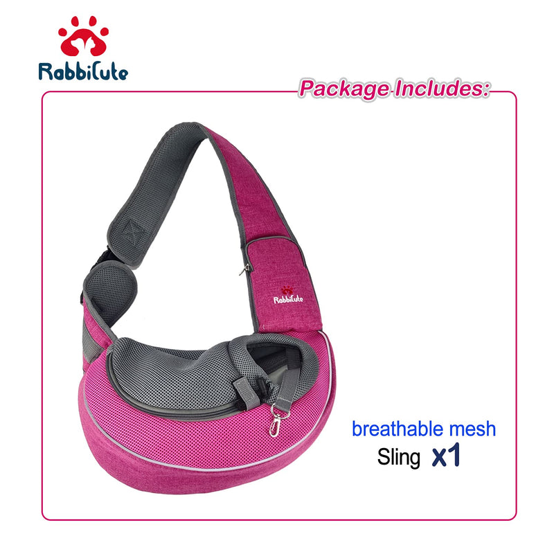 Pet Dog Sling Carrier with Breathable and Soft Mesh for Small Puppy Dogs Cats Travel Safe Sling Bag Carrier Doggy Backpack with Adjustable Shoulder Strap for Outdoor Travel (medium, FUCHSIA) <5 LBS (Size refer to picture 6) - PawsPlanet Australia