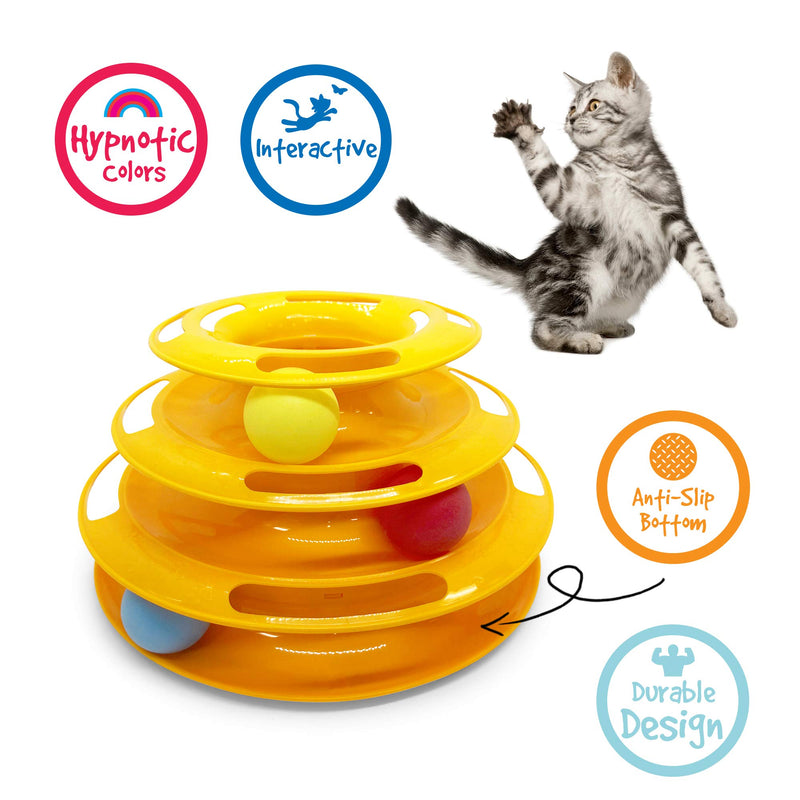 [Australia] - Pet Craft Supply Interactive Cat & Kitten Three Layer Colorful Track Ball Tower Fun Mental Stimulation Physical Exercise Puzzle Cat Toys 