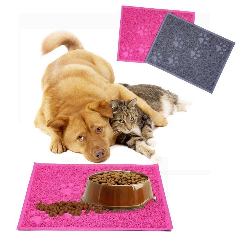 [Australia] - MUEQU Cat Litter Box Mat Pet Food Bowl Mat Cat Litter Trap Mat, PVC, 30 x 40 cm Rose 