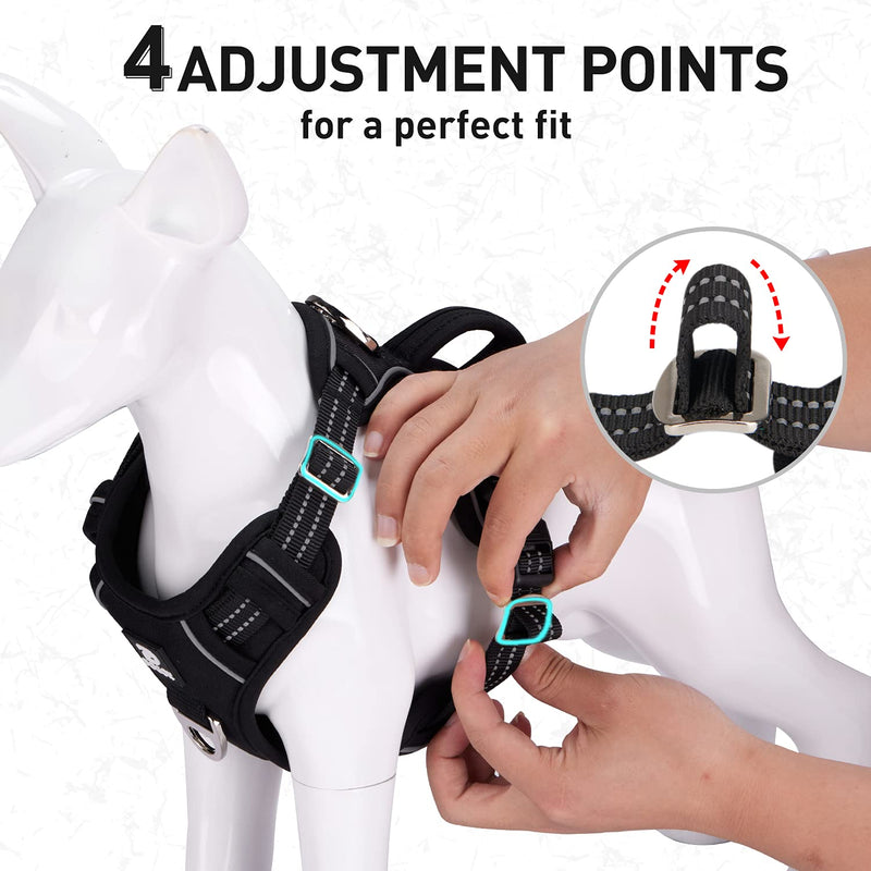 Dog Harness No Pull for Large Medium Dogs, Adjustable Reflective Harness Dog Harness Escape proof Lightweight Breathable Pet Vest Harness medium large dog for Walking Training Black S - PawsPlanet Australia