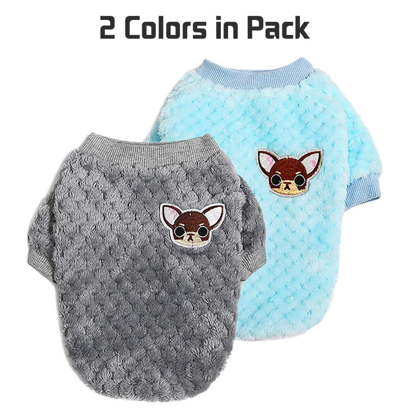 2 Pieces Dog Clothes for Small Medium Large Dog or Cat, Warm Soft Flannel Pet Sweater for Puppy, Small Dogs Girl or Boy, Dog Sweaters Vest Shirt Coat Jacket for Christmas (X-Large, Grey+Sky Blue) X-Large - PawsPlanet Australia