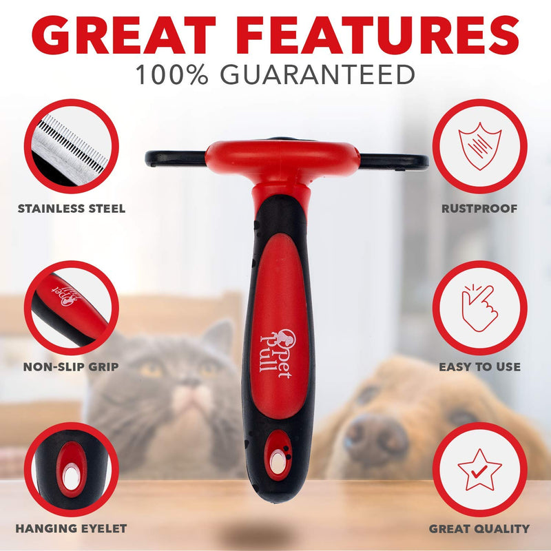 [Australia] - PET PULL Pet Grooming Brush - Professional Deshedding Tool for Dogs & Cats - Reduces Shedding Up to 95% - Pet Knot Detangler Comb w/Anti-Slip Handle & Detachable Head - Long & Short Dead Hair Remover 