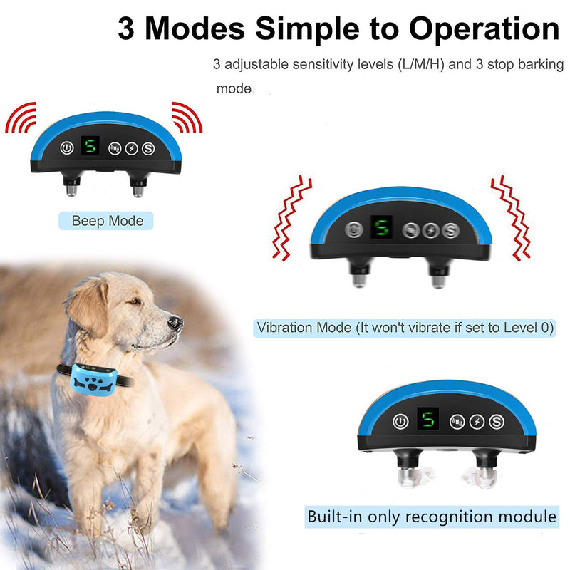 [Australia] - Dog Bark Collar - Stop Dogs Barking Fast! Safe Anti Barking Devices Training Control Collars, Small, Medium and Large Pets Deterrent 