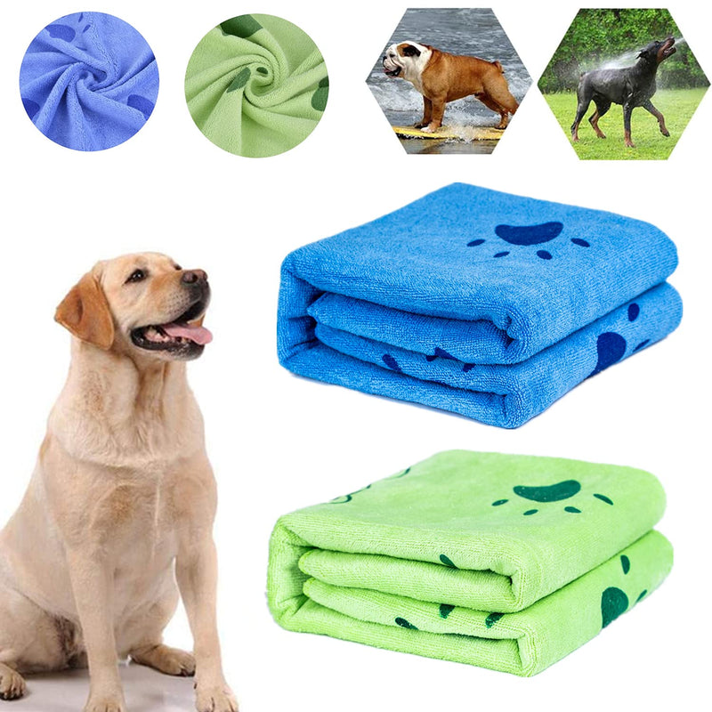 bangminda Dog Towel, 2 Pack Large Soft Dog Towel, Microfiber Quick-Drying Warm Pet Towel Dog Bath Towel for Dogs Cats 140 x 70 cm - PawsPlanet Australia