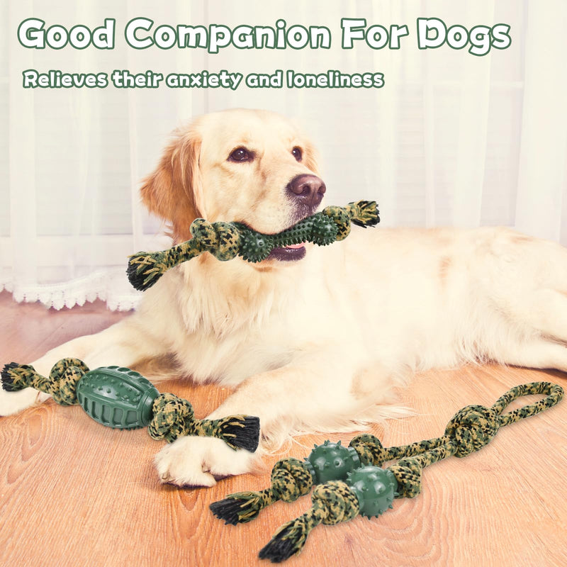 Vehomy 3 Pack Dog Rope Toys for Aggressive Chewers Camouflage Rope Dog Toys with Rubber Ball Heavy Duty Dog Chewing Toys for Large Dogs Golden Retriever Tug of War Interactive Toy 3pcs - PawsPlanet Australia