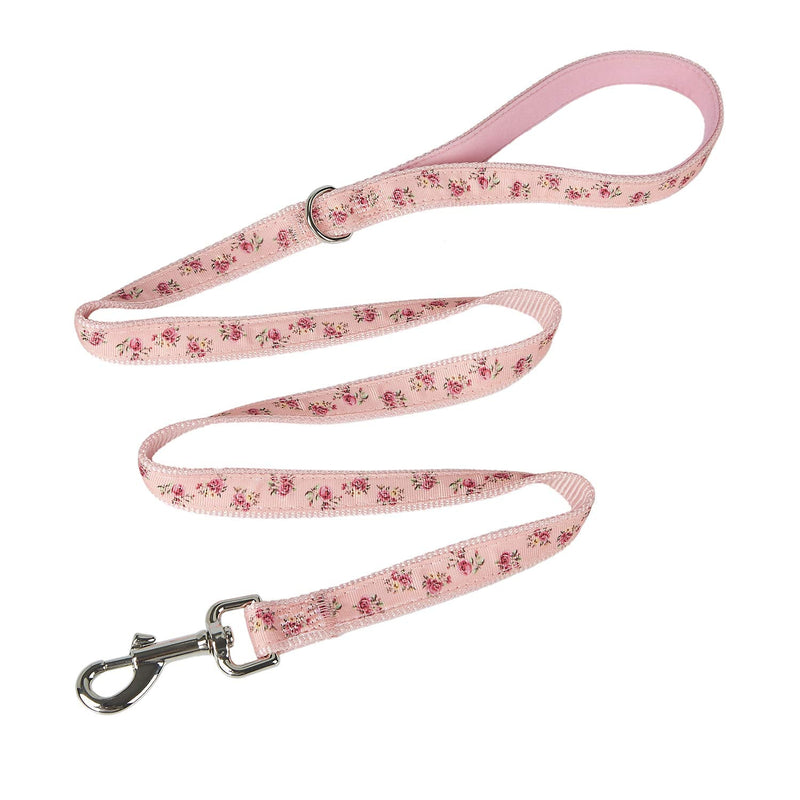 YUDOTE Floral Pattern Dog Leash with Comfortable Neoprene Padded Loop Handle and D-Ring for Daily Walking with Active Small to Medium Female Breeds, Pink M:2cm Width, 120cm Length Floral Pattern in Pink - PawsPlanet Australia