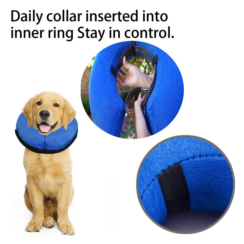 Dog Cone Collar for Small Medium Large Dogs After Surgery, Inflatable Dog Neck Donut Collar, Adjustable Dog Cone, E-Collar for Dogs Recovery, Soft Dog Cones Alternative, Protective Pet Cones for Dogs Large (Neck Girth: 12"-17") Blue - PawsPlanet Australia