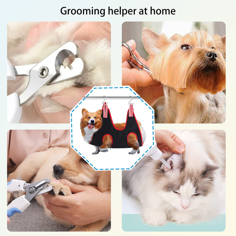 LuckyOpt Dog Grooming Hammock, Breathable Pet Hammock for Grooming with 2 S Hooks, Dog Snake Harness for Nail Clipping Trimming Small & Medium Cats & Dogs (M) M - PawsPlanet Australia