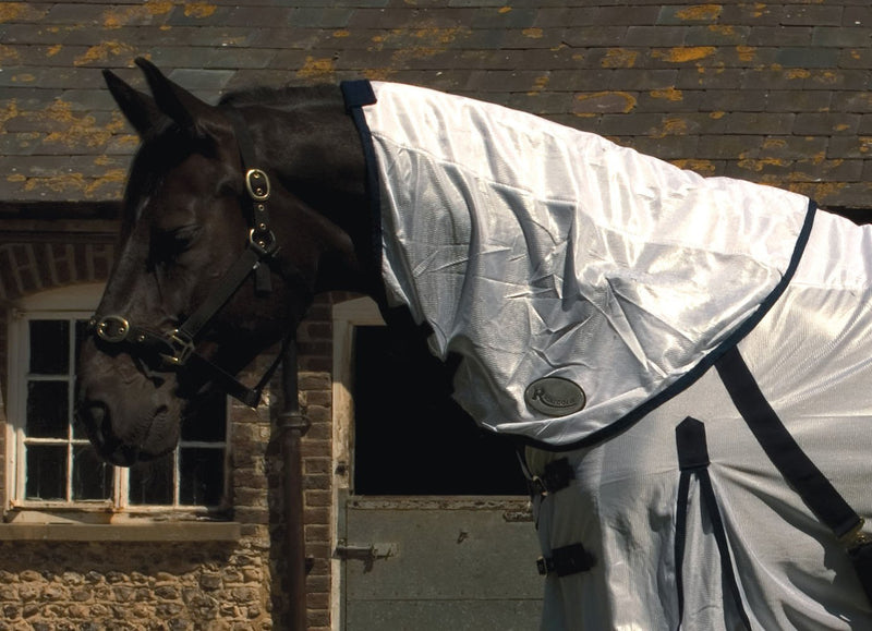 Rhinegold Fly Rug With Neck Cover White 4'6" - PawsPlanet Australia