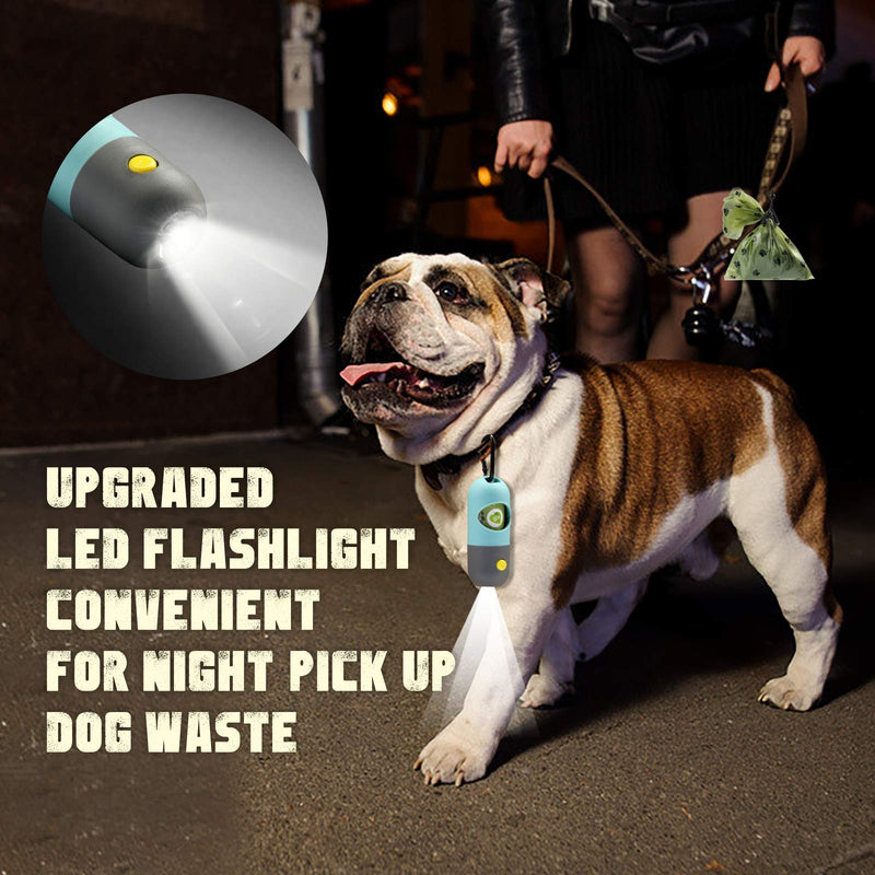 Pawcute Dog Poop Bag Dispenser, Dog Waste Bags Holder with LED Flashlights, 5 Rolls Unscented Leak-Proof Poop Bags, Adjustable Strap and Elastic Rope - PawsPlanet Australia
