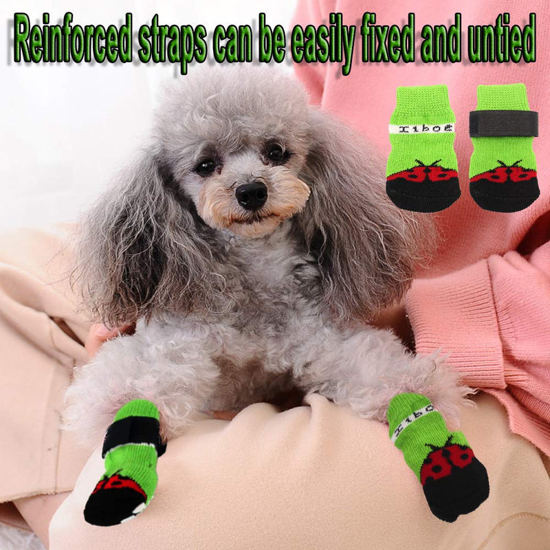 N/A/ 4 Pairs Anti-Slip Dog Socks with Adjustable Straps, Soft Pet Paw Protection Rubber Sole, Traction Control for Dog Puppy Cat Indoor on Hardwood Floor Wear (S) - PawsPlanet Australia