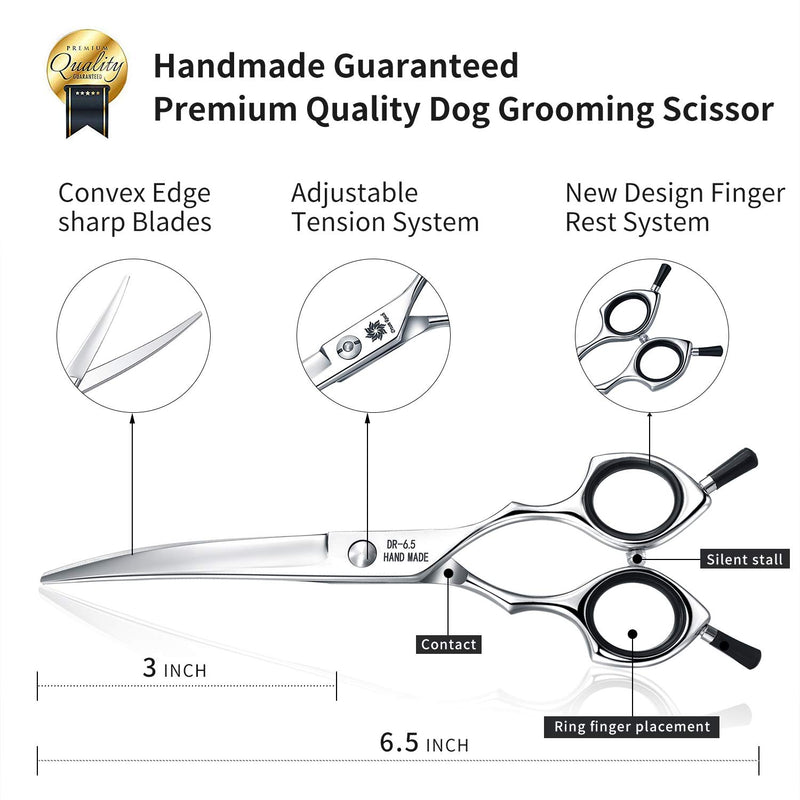 [Australia] - Grooming Pet Shear, 6.5 Inch Curved Scissors, Use Curved Shears for Cat Shears and Small Dog Shears Or Any Breed Trimming Cuts, Design for Professional Groomer. Black 