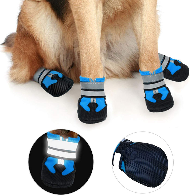 Dricar Dog Shoes, 4Pcs Dog Boots for Protect Paws, Anti Slip Waterproof Dog Shoes with Adjustable Reflective Straps for Small Medium Large Dogs, Blue (S) S - PawsPlanet Australia