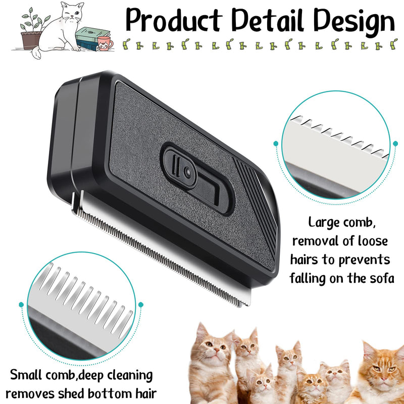 2 Pcs Self Cleaning Slicker Brush Portable PET Grooming Dematting Brush Shedding Remover Brush Comb for Dogs Cats Pets Undercoat Long Short Hair Loose Fur Tangled Hair Removal Massage, Mats, Black - PawsPlanet Australia