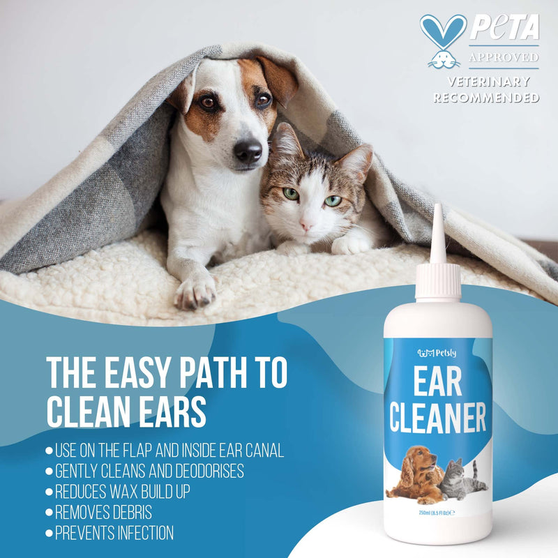 Petsly Protective Ear Cleaner Dog Care - Natural Ear Cleaner for Dogs with Nourishing Aloe Vera, Effective as a Dog Ear Cleaner Spray - or for Cats Ears, Dog Ear Care [250ml] - PawsPlanet Australia