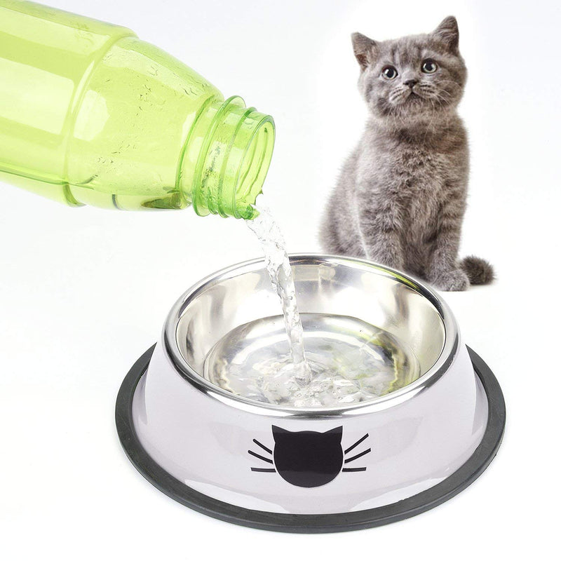 [Australia] - TOMAS Cat Bowls Cat Dishes Stainless Steel Kitten Bowls Cat Food Water Bowls with Non-Slip Rubber Base Pet Bowls Feeding Bowls for Cats and Puppies (Grey/Green/Orange) 