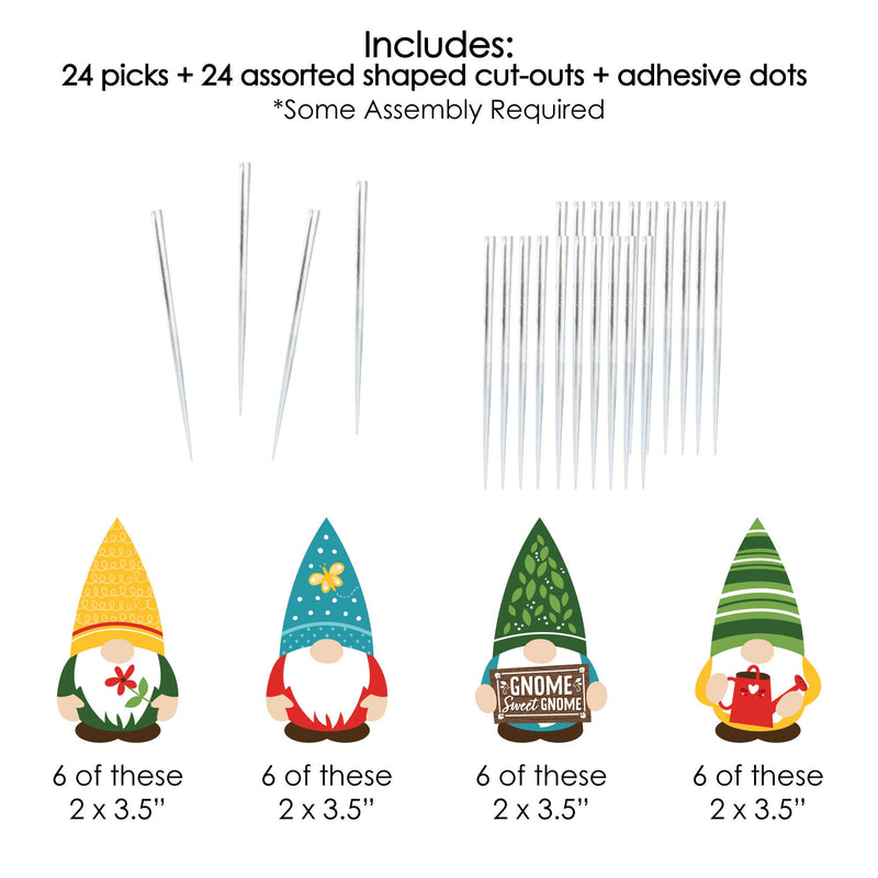 Big Dot of Happiness Garden Gnomes - Dessert Cupcake Toppers - Forest Gnome Party Clear Treat Picks - Set of 24 - PawsPlanet Australia