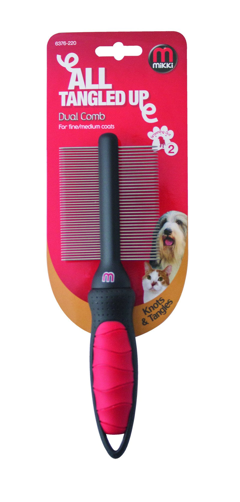 Mikki Dog, Cat Dual Comb -Double Sided Shedding Brush Removes Knots, Tangles -for Fine and Medium Coat Fine Medium Coat - PawsPlanet Australia