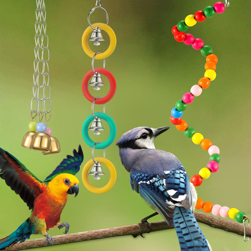 Skylety 3 Pieces Bird Parrot Toys Colorful Parrot Bell Toys Pet Climbing Beads Toy Chewing Bell Toy Nest Hut Hanging Parrot Toy for Cockatiel Budgerigar Lovebird Sparrow Small Birds - PawsPlanet Australia