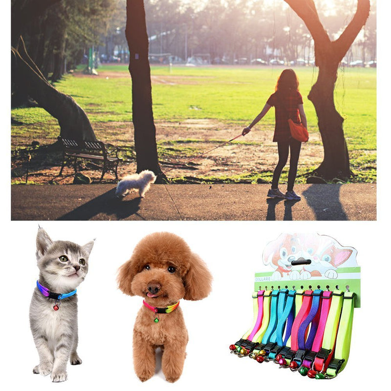 [Australia] - Colorful Cat ID Collar with Bell - Adjustable Collars for Kitten Puppy Rabbit Small Animals Pet Ferrets Rabbit Identification,12 Pack 